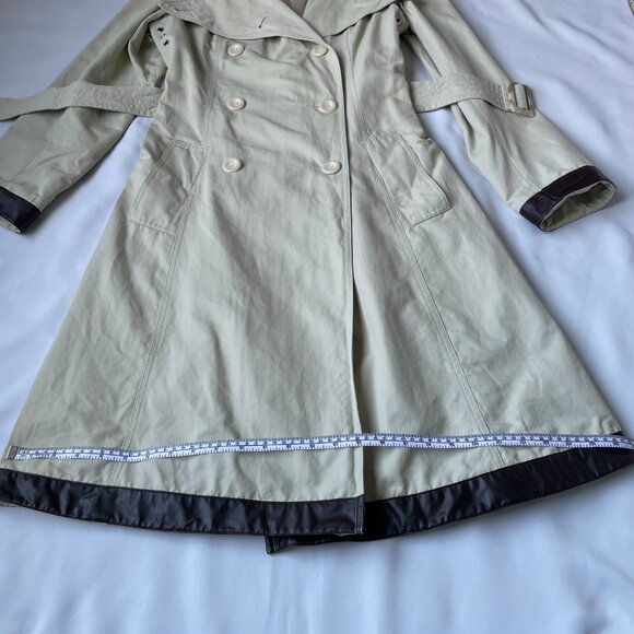 Arden B. Women Beige Belted Buttoned Trench Coat Jacket, Size Medium (Flaw) - Picture 12 of 15
